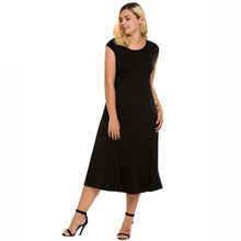 Plus Size Women Vintage Dress XL-5XL Casual Long Sleeve Solid O Neck Flare A-Line Swing Dresses - Roja Store