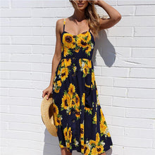 New Summer Dress Sexy Floral Beach Dress Printed Sunflower Vestido Plus Size Dresses For Women - Roja Store