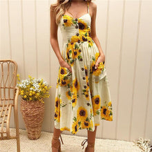 New Summer Dress Sexy Floral Beach Dress Printed Sunflower Vestido Plus Size Dresses For Women - Roja Store